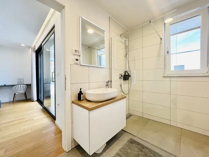 Modernes Bad mit großer Dusche